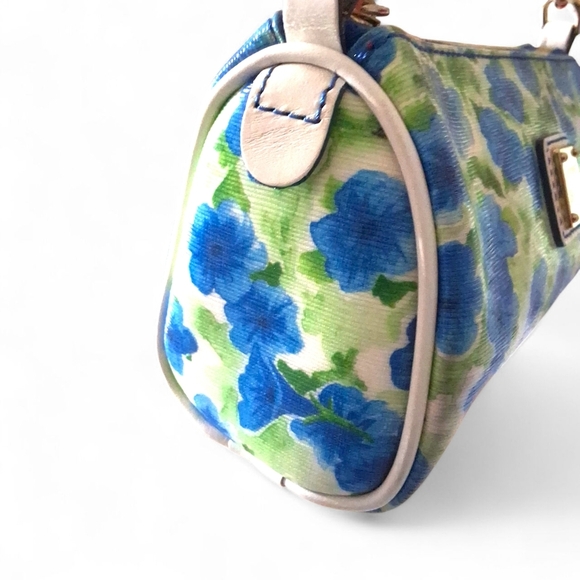 Dooney & Bourke Mini Barrel Bag Hydrangea Floral Coated Canvas Y2K Vintage - Picture 9 of 15